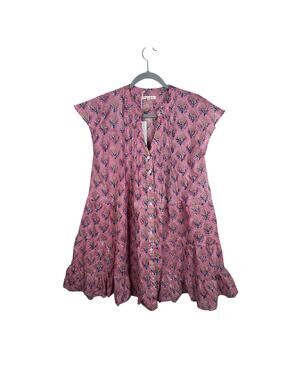 NWT Marea Mackenzie Dress Pink City 100% Cotton Boho Preppy Beachy Medium